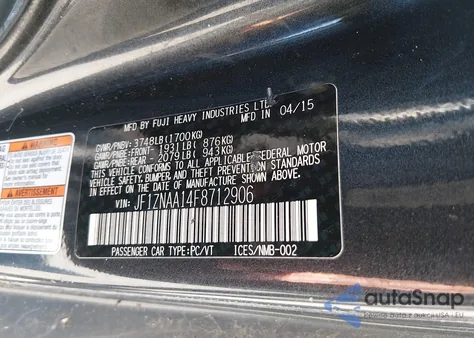 2015 Scion Fr-S z USA, uszkodzony, nr VIN JF1ZNAA14F8712906